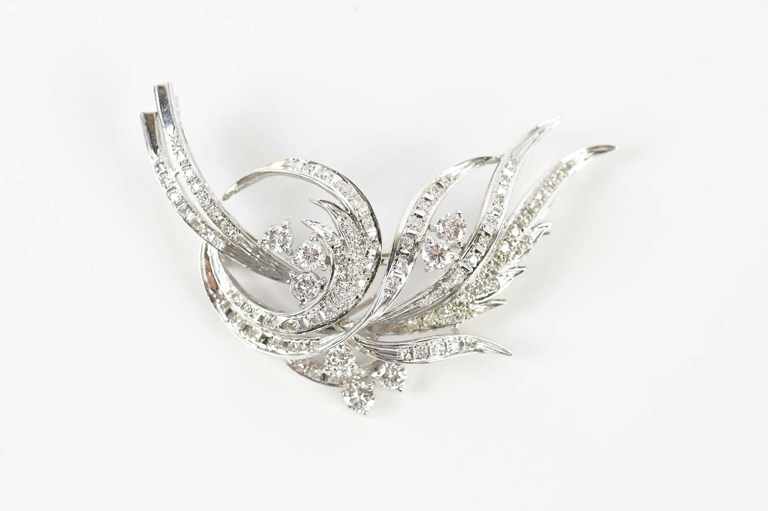 Lot 58 - A Chinese white metal diamond set brooch, with...