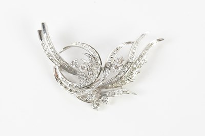 Lot 58 - A Chinese white metal diamond set brooch, with...