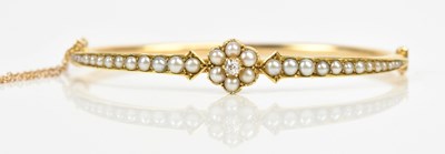Lot 44 - A Victorian yellow metal seed pearl and...