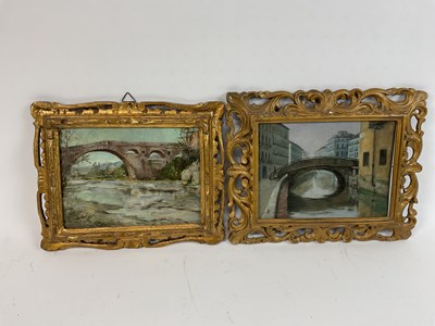 Lot 153 - A RATTI; a pair of oils on board, both...