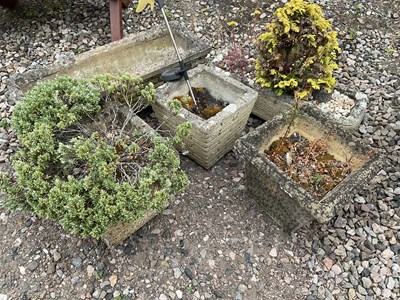 Lot 680 - Five composite stone planters, 25 x 70 x 27cm.
