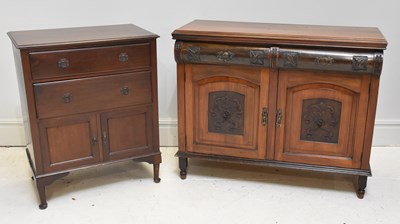 Lot 1218 - A 19th century mahogany side cabinet, with two...
