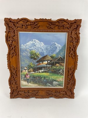 Lot 167 - KIRAX; oil on canvas, mountainous landscape,...