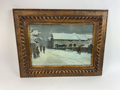 Lot 163 - UNATTRIBUTED; oil on board, winter street...