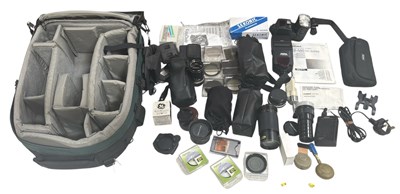 Lot 353 - A case containing various camera lenses,...
