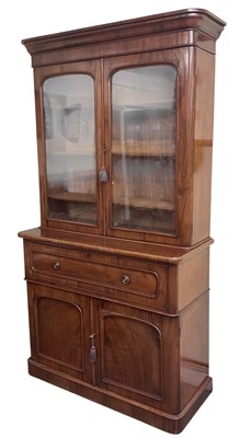 Lot 13 - A late Victorian mahogany secretaire bookcase,...