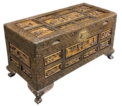 Lot 68 - A modern Chinese carved camphorwood blanket...