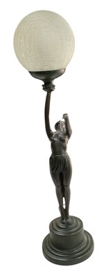 Lot 99 - A reproduction Art Deco style figural bronzed...
