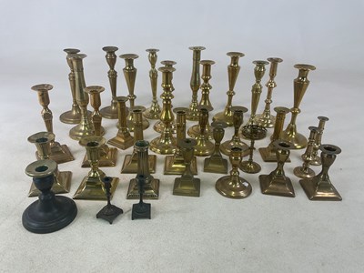 Lot 192 - Several pairs of 19th century brass...
