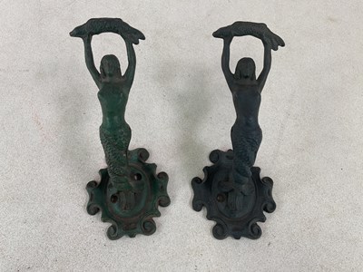 Lot 207 - An unusual pair of wrought iron door pulls...