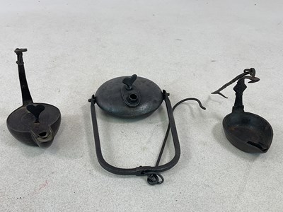 Lot 238 - An 18th century German whale oil lamp, a...