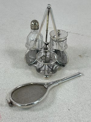 Lot 448 - A novelty George V hallmarked silver tennis...
