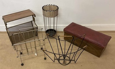Lot 70 - Three magazine racks, a metal box and a plant...