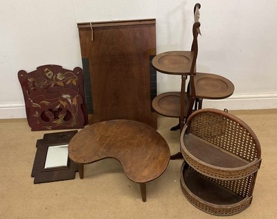 Lot 71 - A quantity of wooden items; Cake stand,...