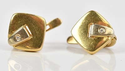 Lot 178 - A pair of yellow metal diamond set earrings,...