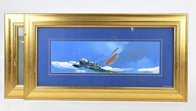 Lot 1121 - DAVID DEAKINS; a pair of oils, maritime scenes,...
