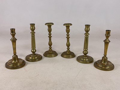 Lot 194 - An unusually heavy pair of 19th century brass...