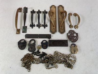 Lot 243 - A quantity of door furniture and other items,...