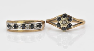 Lot 506 - Two 9ct yellow gold dress rings, sizes T and T...