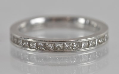 Lot 1226 - A modern platinum and diamond princess cut...