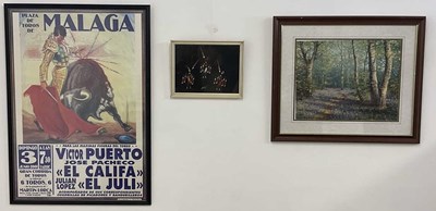 Lot 388 - A group of four framed and glazed pictures,...