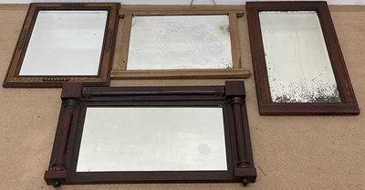 Lot 724 - Four framed rectangular mirrors, two mahogany...