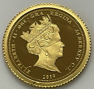 Lot 592 - An Alderney 24ct gold coin, 2019, Centenary of...