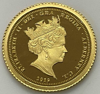 Lot 593 - An Alderney 24ct gold coin, 2019, Centenary of...