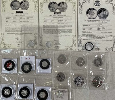 Lot 568 - A group of silver encapsulated coins including...