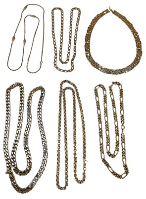 Lot 1566 - Six large heavy gold plated necklaces...