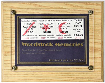 Lot 305 - WOODSTOCK; an uncancelled three-day ticket for...