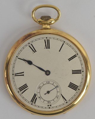 Lot 1705 - A George V 18ct yellow gold open face slimline...