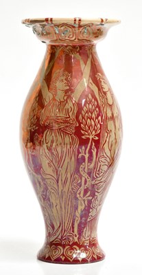 Lot 52 - WALTER CRANE FOR MAW & CO; a large red lustre...
