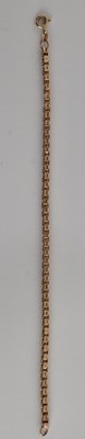 Lot 1523 - A 9ct rose gold box link bracelet with hoop...