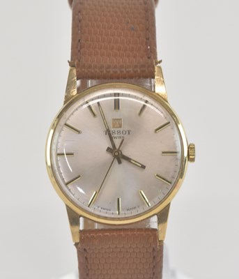 Lot 1706 - TISSOT; a gentleman's 9ct gold wristwatch, the...