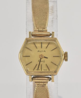 Lot 1708 - AVIA; a lady's vintage 9ct gold wristwatch,...