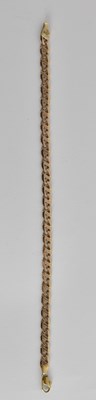 Lot 1509 - A gold flat link bracelet with lobster claw...