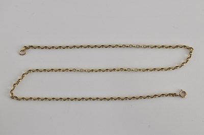 Lot 1385 - A 9ct rose gold belcher link necklace, length...