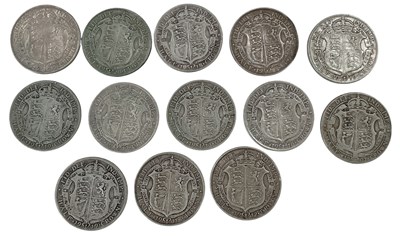 Lot 1673 - Thirteen pre-1920 half crowns, combined approx...