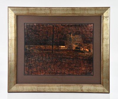Lot 73 - JOHN VIRTUE (born 1947); ink drawing, farm...