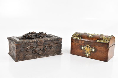 Lot 1312 - A Victorian brass bound walnut dome topped...