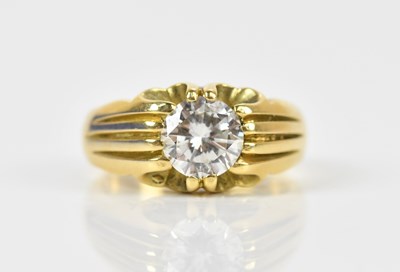 Lot 314 - An 18ct yellow gold diamond solitaire signet...