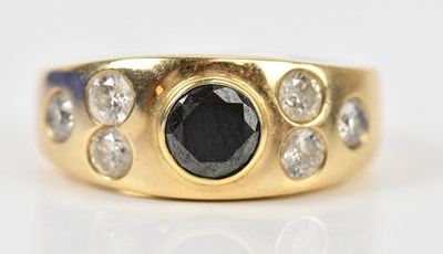 Lot 365 - A yellow metal diamond and sapphire seven...
