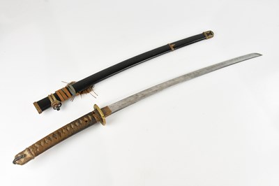 Lot 1313 - A Japanese WWII katana, with shagreen and rope...