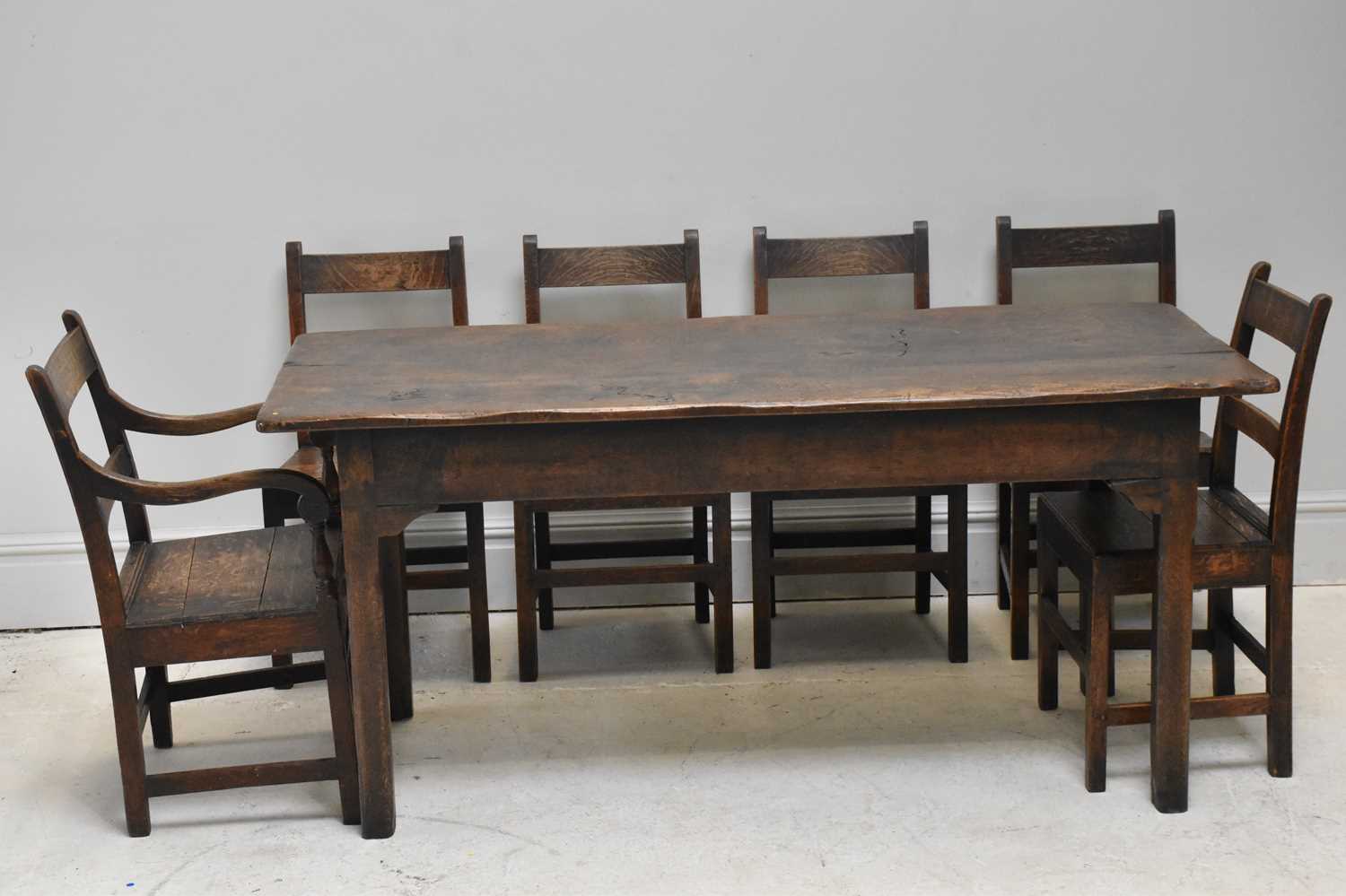 Lot 1072 - An 18th century oak rectangular refectory