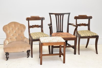 Lot 1143 - A Victorian button upholstered nursing chair...