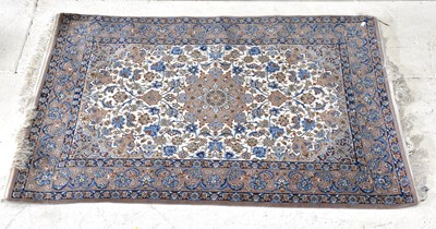 Lot 1249 - A fine hand knotted blue ground Persian Kashan...