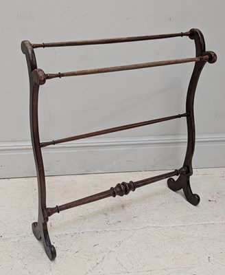 Lot 1194 - A Victorian mahogany towel rail, 87 x 84 x 24cm.