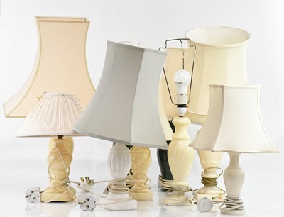 Lot 1816 - A collection of nine modern table lamps,...