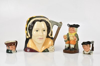 Lot 1663 - ROYAL DOULTON; two miniature character jugs,...